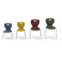 Chaise et table d'école en polypropylène moulé par injection monobloc à quatre pieds avec cadre chromé