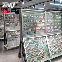 Vitrine de présentation de cartes de collection en acrylique avec éclairage LED et portes verrouillables pour cartes de jeu et cartes de sport