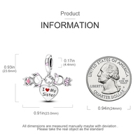 925 argent Sterling amour soeur filles amitié famille pendentif breloques coeur motif bijoux fins match parfait pour cadeau
