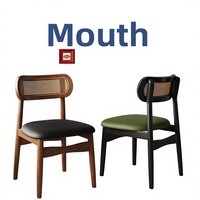 Chaise de salle à manger rétro française moderne européenne en bois massif écologique avec revêtement en cuir patte de chat, démontable et assemblable, style antique