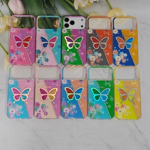 Funda Protectora para Teléfono con Diseño de Mariposa Holográfica, con Brillantina Floral y Pedrería, para <span class=keywords><strong>iPhone</strong></span> 17 Pro Max 16 15 14 13 12 11 <span class=keywords><strong>7</strong></span> 6 Samsung - Product Image 2