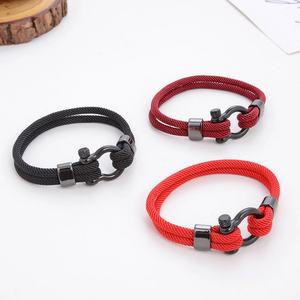 2024 Wholesale Fashion Unique <b>Men</b> Stainless Steel <b>Charm</b> Nylon Chain <b>Bracelet</b> - Product Image 5