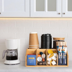 Bamboo <b>Tea</b> Bag And Coffee Capsule Storage <b>Box</b> Rectangle Desktop Organizer With Compartments For Home Office Use - Product Image 4
