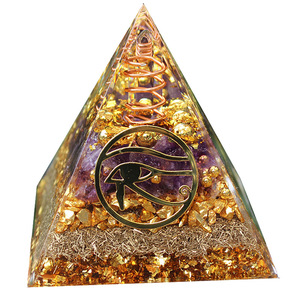 <b>Crystal</b> Pyramid Resin Epoxy Craft With Gold <b>Chips</b> And Eye Of Horus Symbol Home Decoration Desktop Ornament - Product Image 5