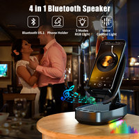 Soporte para Teléfono Celular Inalámbrico con Altavoz, Luz Ambiental RGB, Altura Ajustable, Montaje en Tablero, Base Antideslizante, Sonido Envolvente HD