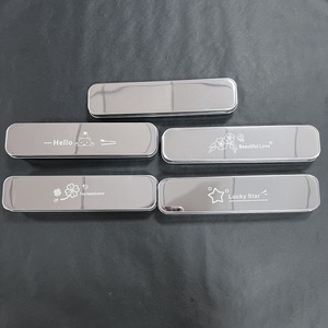 Ensemble de couverts en acier inoxydable 304 avec logo personnalisable, cuillère, <span class=keywords><strong>fourchette</strong></span> et baguettes, ensemble de couverts pratique avec boîte pour étudiants et employés de bureau - Product Image 5