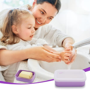 Portasapone Viola Ecologico in Silicone a Doppio Strato con Ventosa, Moderno Supporto da Cucina, Grado Alimentare, Portatile per Bagno, Hotel, Scuola - Product Image 5