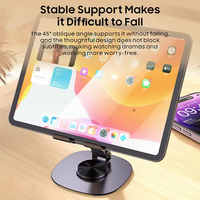 Support de téléphone portable et tablette pliable en alliage d'aluminium flexible avec rotation à 360 degrés, hauteur réglable, support de bureau
