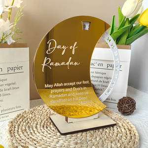 Ornements de compte à rebours en bois de haute qualité pour l'Aïd Moubarak <span class=keywords><strong>avec</strong></span> <span class=keywords><strong>calendrier</strong></span> de compte à rebours rotatif, ornement de bureau - Product Image 5