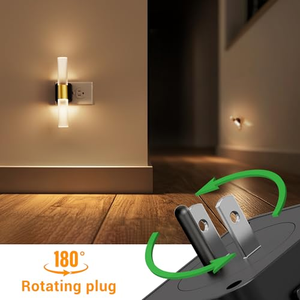 180 °   Veilleuses rotatives à intensité variable 3000K blanc chaud, veilleuse moderne dorée à brancher pour chevet et salle de bain - Product Image 5