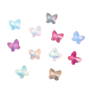 Décorations d'ongles en verre cristal papillon, autocollants en strass DIY, style dessin animé mignon, couleurs macaron - Product Image 5