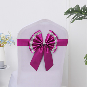 Coprisedia Floreale con Fiocco, Decorazione Elastica per Schienale in Tessuto Misto Lavabile, Nastro per Matrimoni, Hotel e Banchetti - Product Image 2