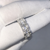 Bague Hip Hop en Argent Sterling 925 GRA VVS Moissanite Pleine Éternité, Coupe Baguette, Ronde Brillante et Mélange de Coupes, pour Homme, Idéale pour les Fêtes