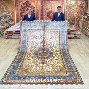 YILONG 6'x9' High quality turkish silk carpet handknotted double knots oriental india rug