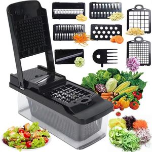 Picador de Verduras Multifuncional 14 en 1, Cortador, Rebanador y Rallador de Cocina para Frutas, Verduras, Ajo y Cebolla, Herramienta de Cocina que Ahorra Espacio - Product Image 2