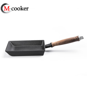Poêle à frire en fonte de conception coréenne revêtement en émail manche en bois poêle à fond plat carré <span class=keywords><strong>pour</strong></span> la cuisson des œufs spaghetti tamagoyaki - Product Image 6
