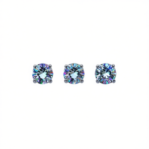 Boucles d'oreilles clous classiques en or blanc avec zircon, taille brillant rond, sertissage griffe, 7 mm, bijoux de mode unisexe, cadeau - Product Image 1