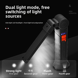 ไฟฉาย USB แบบชาร์จไฟได้แบตเตอรี่ในตัวไฟฉายแคมป์ปิ้งไฟ LED ทำงานพร้อมฐานแม่เหล็ก 5 โหมดสำหรับบ้านแคมป์ปิ้งกลางแจ้ง - Product Image 4