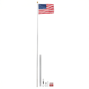 Kit Asta Portabandiera da Esterno in Alluminio Orion da 7,6 m con Fune e Palo Sezionale per Esposizione Decorativa - Product Image 1