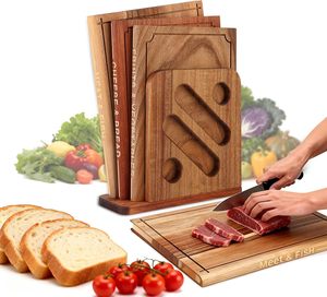 Planche à découper en forme de livre de style moderne en acacia, sapele et noyer péruvien, 3 pièces, épaisseur 2,0 cm, avec support, ustensiles de cuisine <span class=keywords><strong>Rewood</strong></span> - Product Image 1