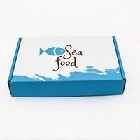 Boîtes à fruits de mer en carton ondulé bleu clair avec logo personnalisé, étanches, de qualité alimentaire, pour la livraison à emporter, vente en gros