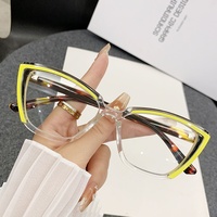 Nouvelles lunettes de vue œil-de-chat vintage anti-lumière bleue bicolores pour femmes, avec verres photochromiques légers en PC, monture tendance