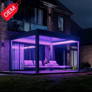 3x3 3x4 3x5 3x6 4x3 4x4 4x6 <span class=keywords><strong>6x3</strong></span> 6x4 m Pare-soleil électrique pour automatisation de toit Gazebo extérieur étanche pergola à persiennes - Product Image 3