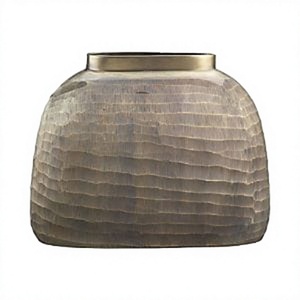 Jarrón de mesa hecho a mano, diseño moderno texturizado, maceta decorativa de metal, forma redonda circular, decoración interior para el hogar - Product Image 1