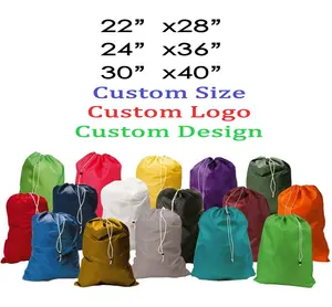 Custom Drawstring Nylon Commercial Industrial Laundry Bag With Strap Logo