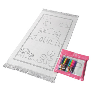Set Tappetino da Preghiera per Bambini da Colorare, Tappeto Musulmano Ricolorabile con Pennarelli Atossici, Giocattolo Educativo Islamico, Regalo per il Ramadan - Product Image 1