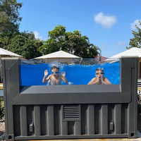 Piscine conteneur d'expédition hors sol de 20 pieds personnalisée avec fenêtre en verre, pompe et marches pour jardin ou arrière-cour