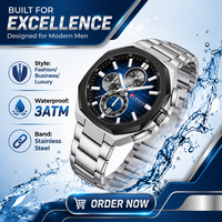 Montre à quartz CURREN 8499 pour homme, étanche 3ATM, montre de luxe pour homme d'affaires, aiguilles lumineuses, chronographe, montre-bracelet tendance
