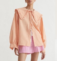 Chemise à manches longues, surdimensionnée, pour femme, Blouse boutonnée devant, à carreaux, col, tendance,