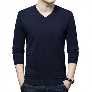 Pull en laine pour homme, col en V, pour l'hiver, en polaire, lavable en machine, teint en fil, tie-dye - Product Image 2