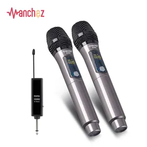 Manchez X220U 2 canal UHF microfone sem fio karaoke gravação handheld bateria de lítio 50m receber distância