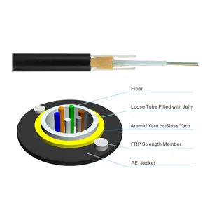 Outdoor Round Mini ADSS with aramid yarn strength member two FRP uni tube SM 2-24 Core Optical Fiber Cable GYFXTY-FG