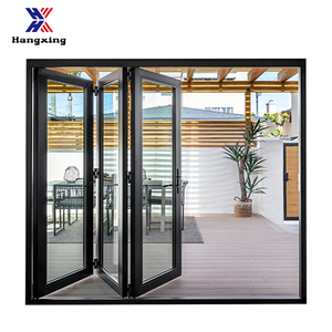 Puertas plegables grandes y modernas con cerradura interna, acordeón, puertas corredizas impermeables de aluminio plegables de doble vidrio para patio - Product Image 2