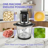 Hachoir Électrique Numérique Multifonctionnel avec Bol en Verre, Broyeur à Viande, Batteur à Légumes, Fruits et Œufs, Robot Culinaire pour Bébé