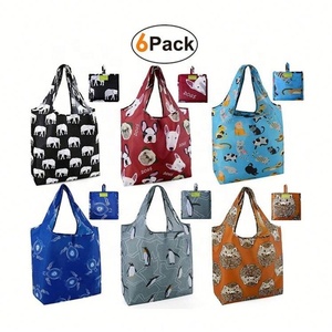 Bolsa de compras de viaje ecológica para almacenamiento reutilizable, bolsa de compras plegable de poliéster - Product Image 5