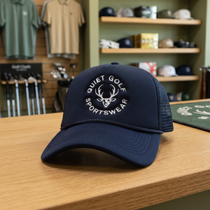 Casquette Trucker Unisexe en Maille Quiet Golf Sportswear avec Logo Cerf Brodé sur le Panneau Avant, Ajustement Réglable, Style Décontracté Printemps-Été - Product Image 2