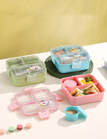 100% Boîte à lunch carrée en acier inoxydable étanche Mignon Récipient alimentaire sans BPA pour filles et garçons Avantage chauffant