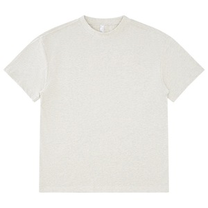 T-shirt uni à manches courtes en coton épais pour hommes, col rond de luxe à imprimé bouffant et logo personnalisé - Product Image 1