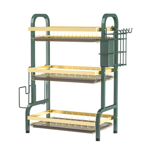 Support de rangement mural léger en métal de luxe Double et triple couche multifonction bol plaque baguettes sèche-linge pour la <span class=keywords><strong>cuisine</strong></span> - Product Image 4