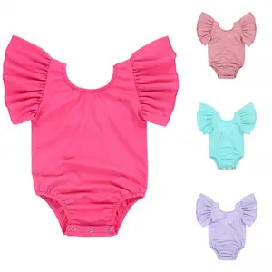 Tout-petits manches Flutter gymnastique justaucorps bambou bébé vêtements bébé barboteuses