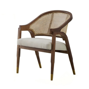 Fauteuil en rotin scandinave nordique - Luxe léger, écologique, rembourré, durable, chaise de salle à manger en bois massif moderne pour la maison - Product Image 1
