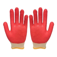 Gants de travail en coton bon marché Gants enduits de paume en latex rouge Gants de sécurité avec revêtement en caoutchouc