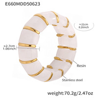 Bracelet en chaîne élastique en résine dopamine fantaisie plaqué or véritable 18 carats, tempérament exquis, vacances d'été pour femmes, niche