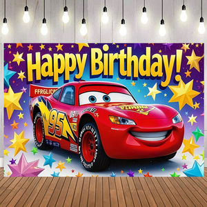 Fond de fond de thème de voiture de course imprimé de taille personnalisée pour les décorations de fête d'<span class=keywords><strong>anniversaire</strong></span> des garçons - Product Image 5