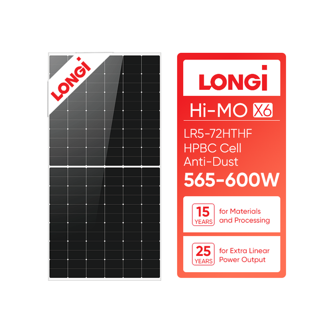 Longi Solar Panel Hi-mo X6 LR5-72HTHF Mono Photovoltaic Panel 565W 570W 575W 580W 585W 590W 595W 600W Solar Panels Price