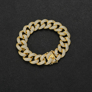 สร้อยคิวบาสำหรับผู้ชาย, สร้อยข้อมือคิวบาสามแถวขนาด 19 มม., สร้อยคอแฟชั่นเทนจิงแบบแถวเดียว - Product Image 3